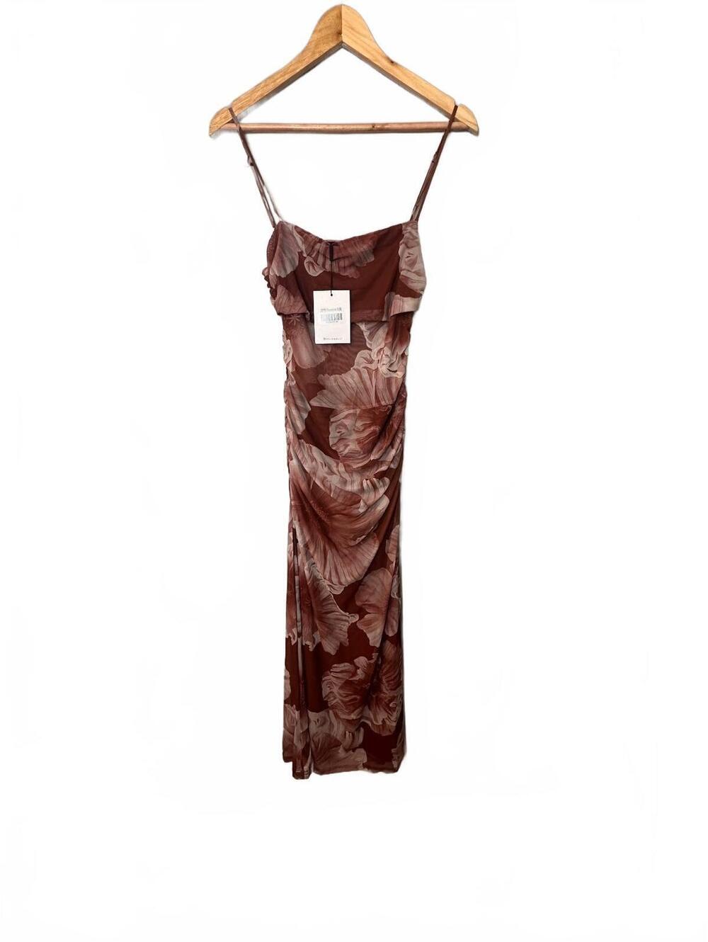 NWT Hello Molly “Palm Princess Mesh Maxi Dress” — Brown. - Picture 4 of 9